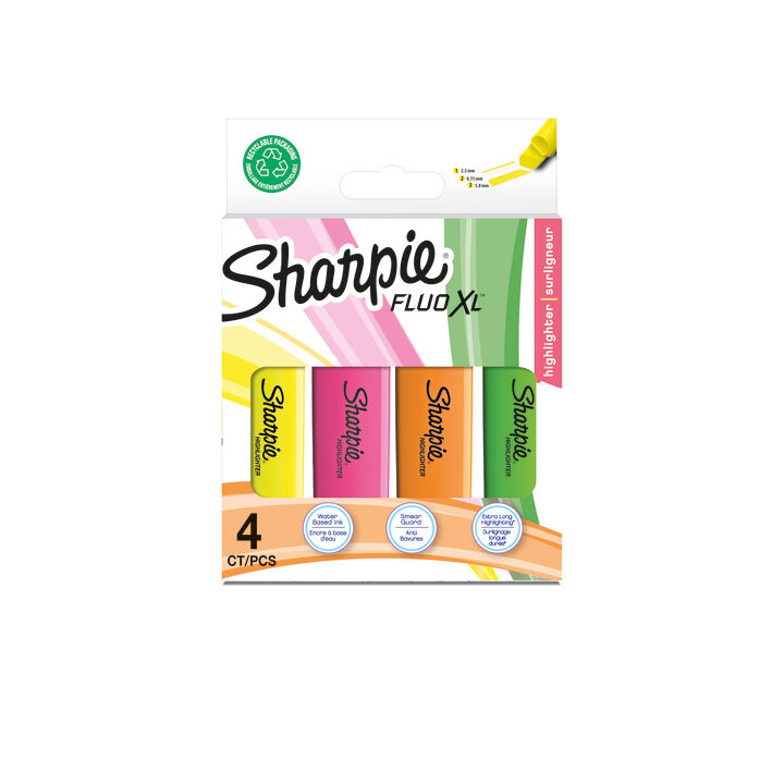 SH Hiltr Fluo XL Ast Pk4 Bx12 Sharpie