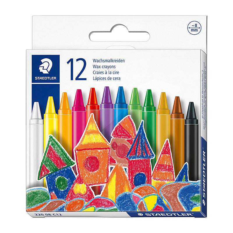 Staed Rnd Wax Crayon 8mm Bx12 Staedtler