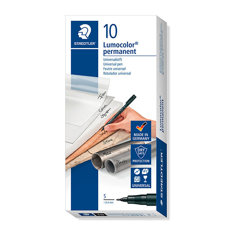 Staed Perm Pen 0.4 Blk Bx10 Staedtler