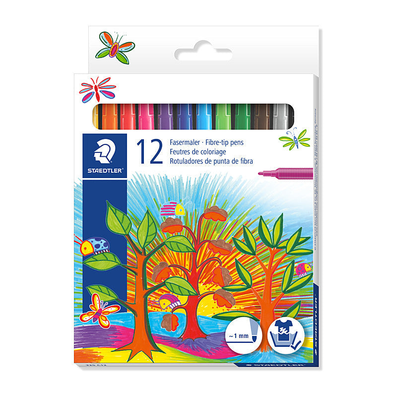 Staed Fibre Tip Pen Ast Bx12 Staedtler