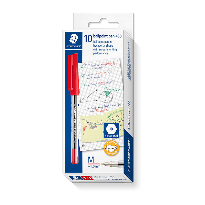 Staed Ballpoint430 Md Red Bx10 Staedtler