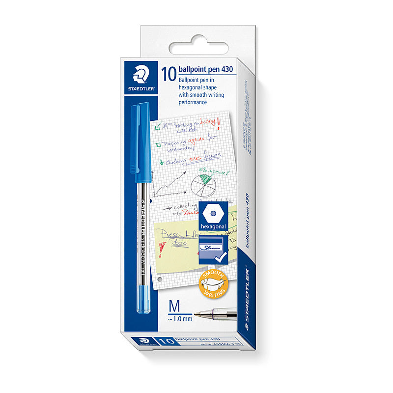 Staed Ballpoint430 Md Blu Bx10 Staedtler