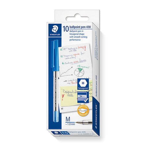 Staed Ballpoint430 Md Blu Bx10 Staedtler