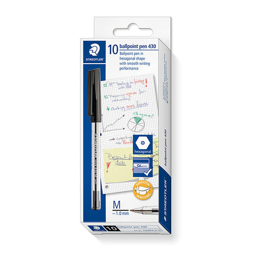 Staed Ballpoint430 M Blk Bx10 Staedtler