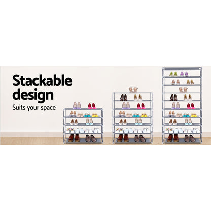 Artiss Shoe Rack Cabinet Stackable 10-Tier Grey