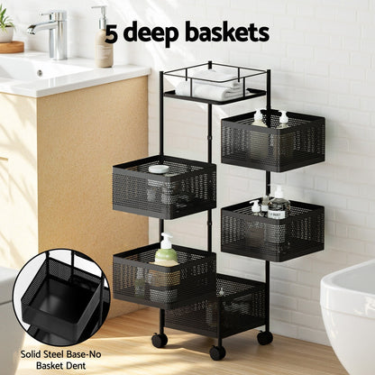 Artiss Storage Trolley Kitchen Cart 5 Tiers Storage Rack Black Tristar Online