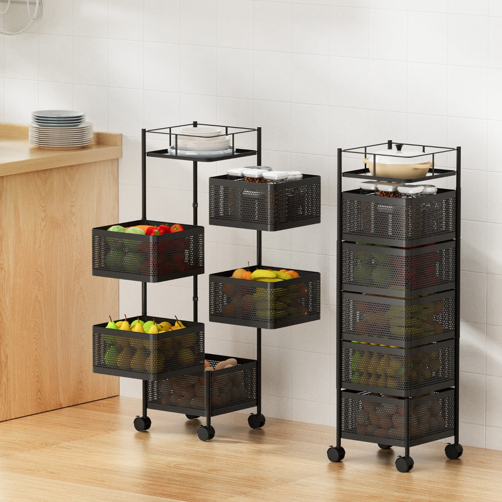 Artiss Storage Trolley Kitchen Cart 5 Tiers Storage Rack Black Tristar Online