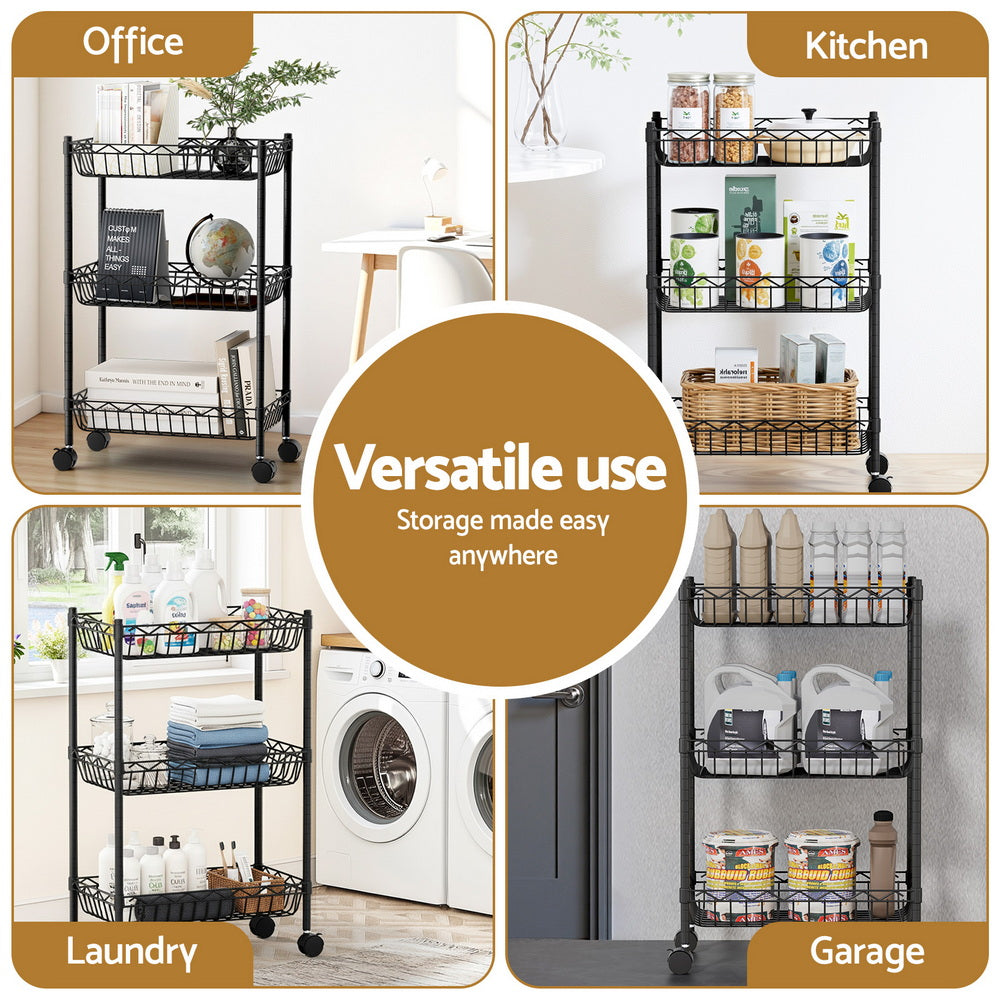 Artiss 3-Tier Shelving Unit Adjustable Garage Storage Kitchen Rack With Wheels Tristar Online