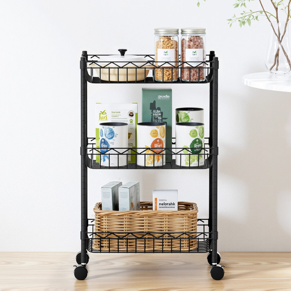 Artiss 3-Tier Shelving Unit Adjustable Garage Storage Kitchen Rack With Wheels Tristar Online