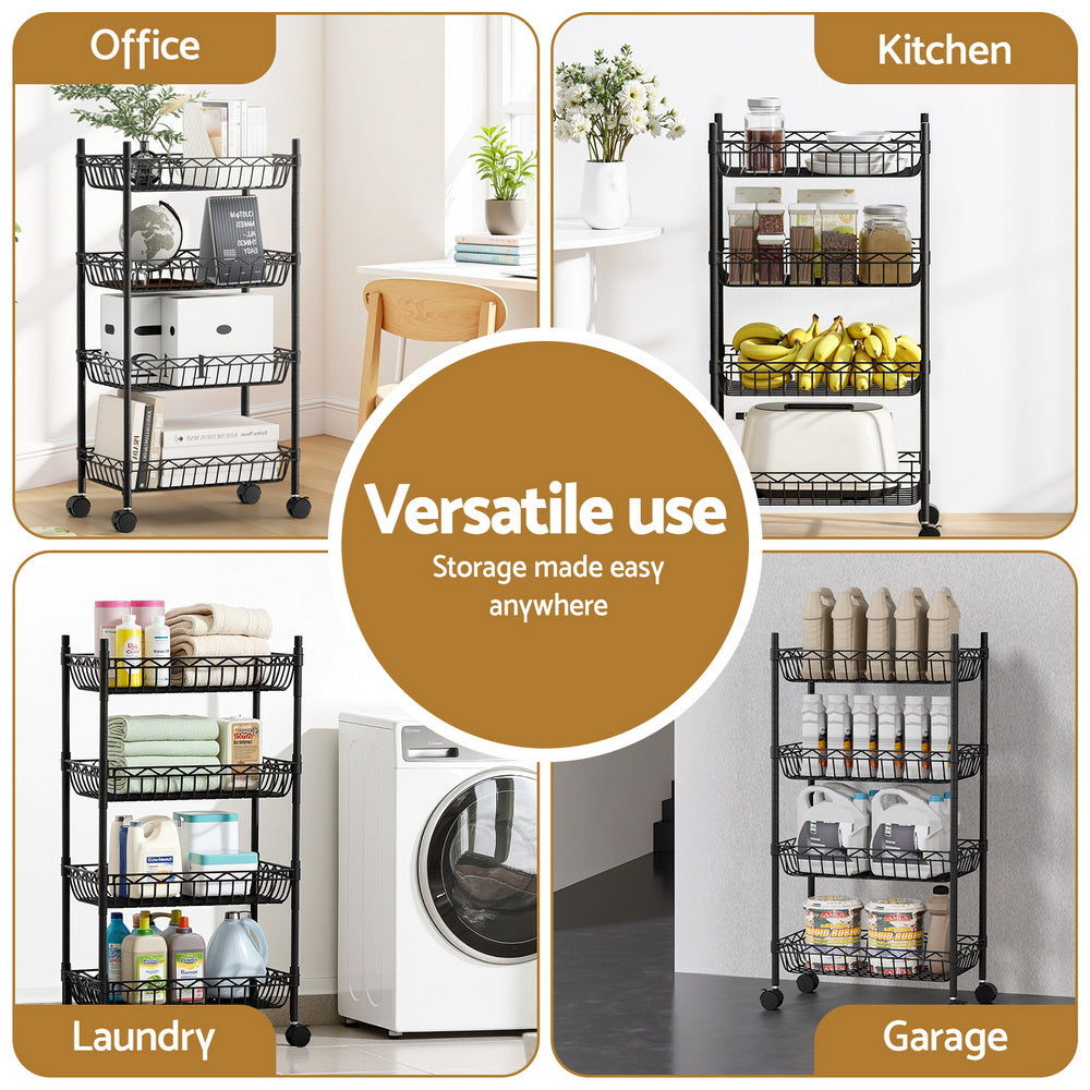 Artiss 4-Tier Shelving Unit Adjustable Garage Storage Kitchen Rack With Wheels Tristar Online