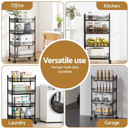 Artiss 4-Tier Shelving Unit Adjustable Garage Storage Kitchen Rack With Wheels Tristar Online