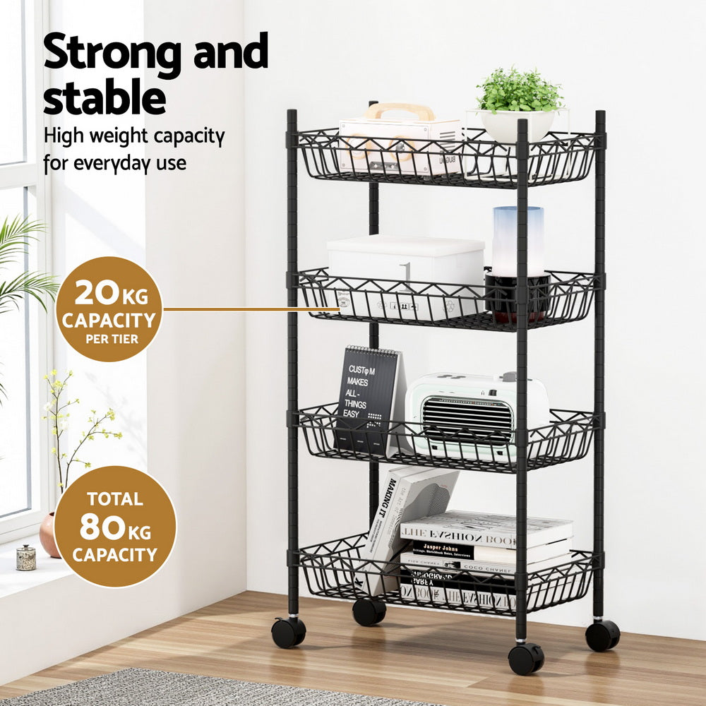 Artiss 4-Tier Shelving Unit Adjustable Garage Storage Kitchen Rack With Wheels Tristar Online