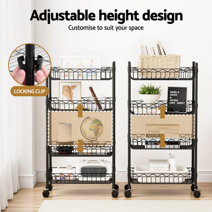 Artiss 4-Tier Shelving Unit Adjustable Garage Storage Kitchen Rack With Wheels Tristar Online