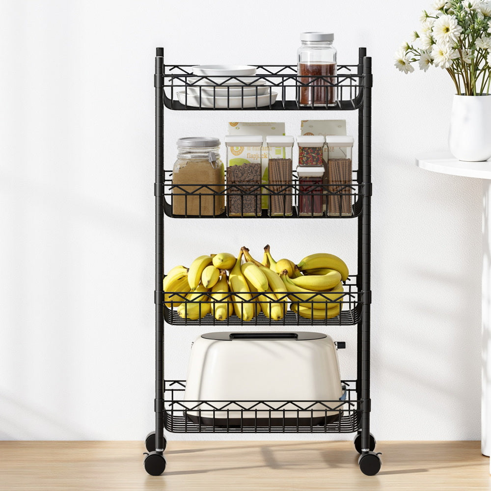 Artiss 4-Tier Shelving Unit Adjustable Garage Storage Kitchen Rack With Wheels Tristar Online