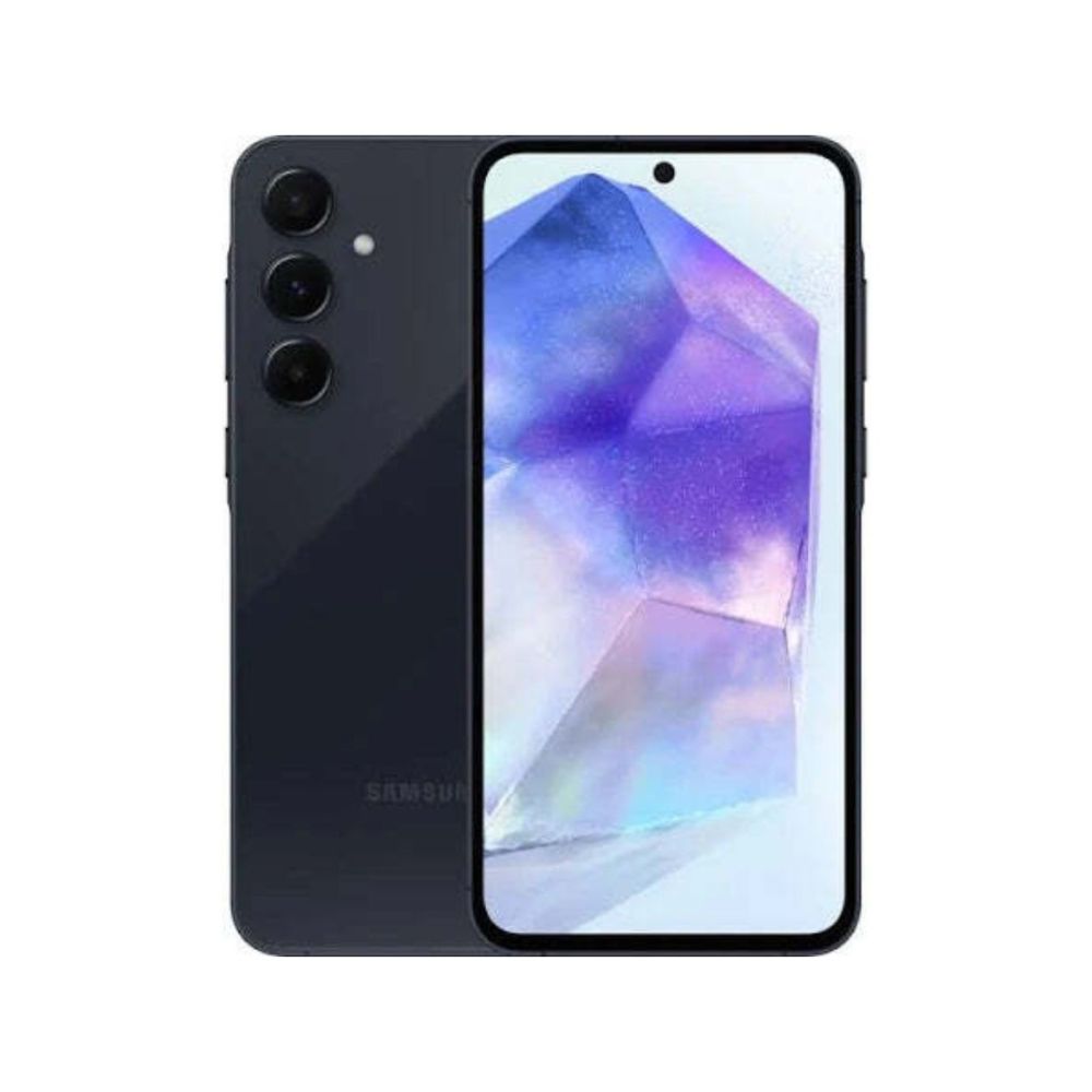 Awesome Navy Samsung Galaxy A55 5G shown front view with full screen visible