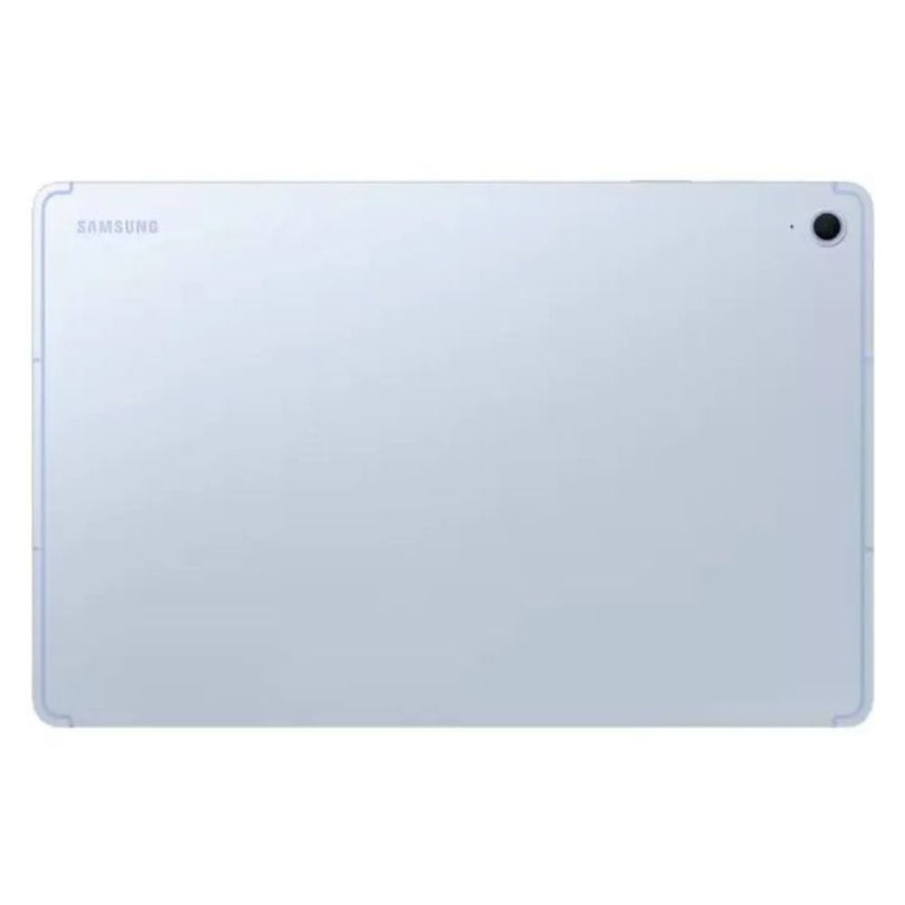 Blue Samsung Tab S10 FE tablet showing slim body and display