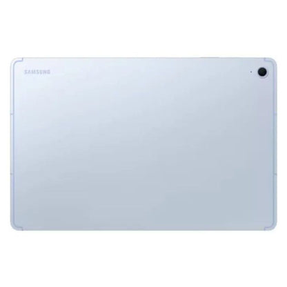 Blue Samsung Tab S10 FE tablet showing slim body and display