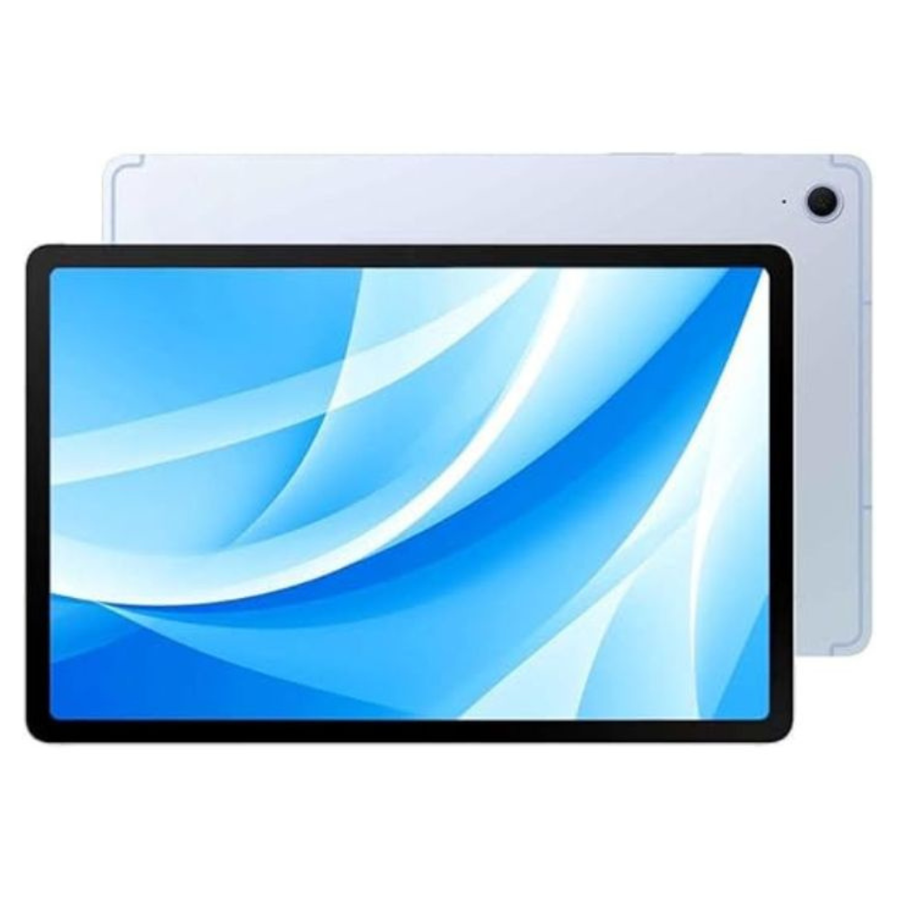 A refurbished Samsung Galaxy Tab S10 FE+ in a Light Blue color