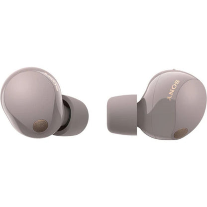 Sony WF-1000XM5 smoky pink earbuds showing both buds 