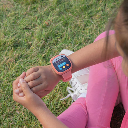 Kids SpaceTalk Adventurer coral smartwatch showing screen details