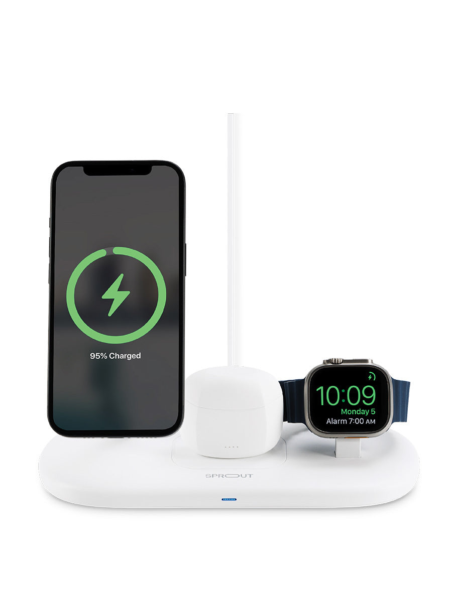Sprout Qi2 Magnetic 3-in-1 Wireless Charger – Fast Charging Stand for iPhone, Apple Watch & AirPods Sprout Qi2 Magnetic 3-in-1 Wireless Charger – Fast Charging Stand for iPhone, Apple Watch & AirPods - (AU Version) - Pristine – Refurbished Sprout