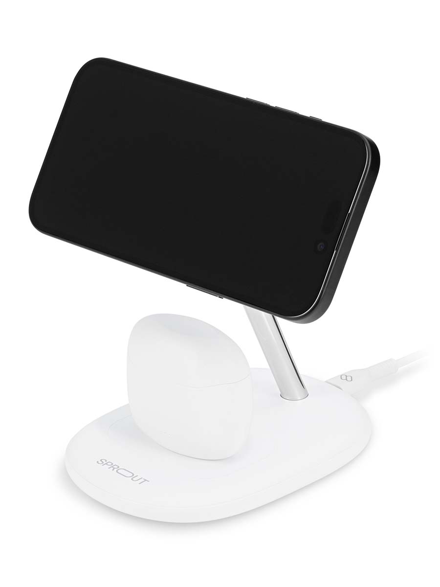 Sprout Qi2 2-in-1 Wireless Charger – White | Fast MagSafe - Pristine - Refurbished - (AU Version) Sprout