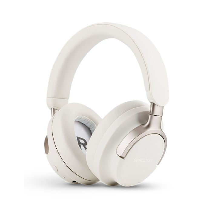 White Sprout Harmonic 4 headphones shown front view with earcups and headband visible