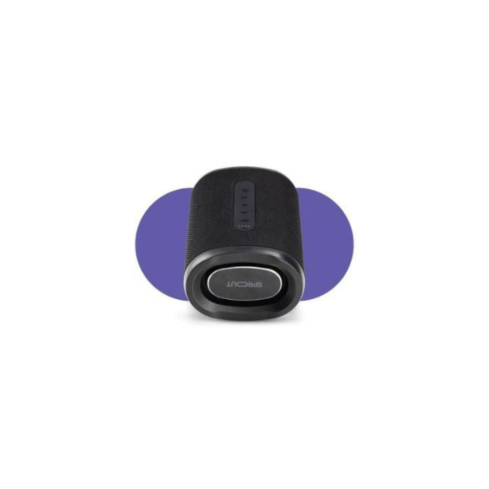 Portable black Sprout Soundwave speaker lying flat