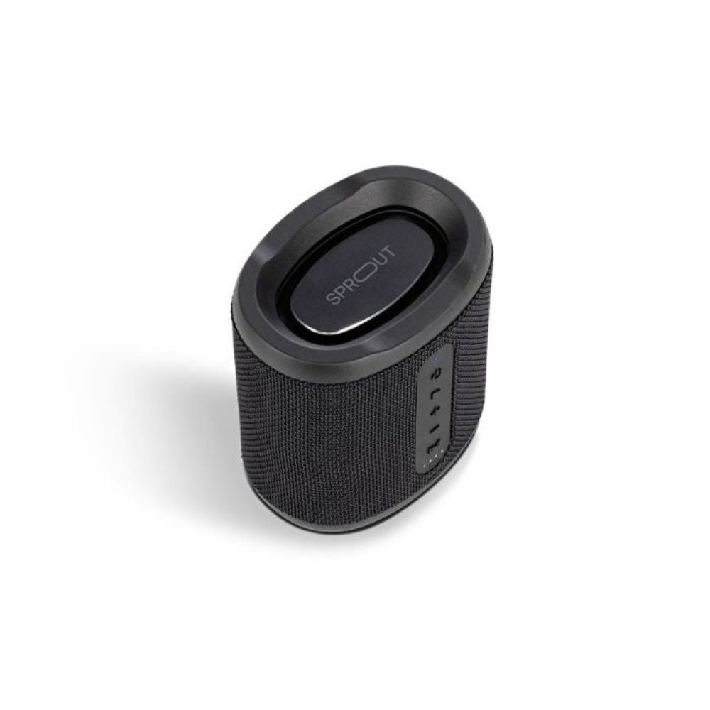 Sprout Soundwave Lite speaker angled side view on plain surface