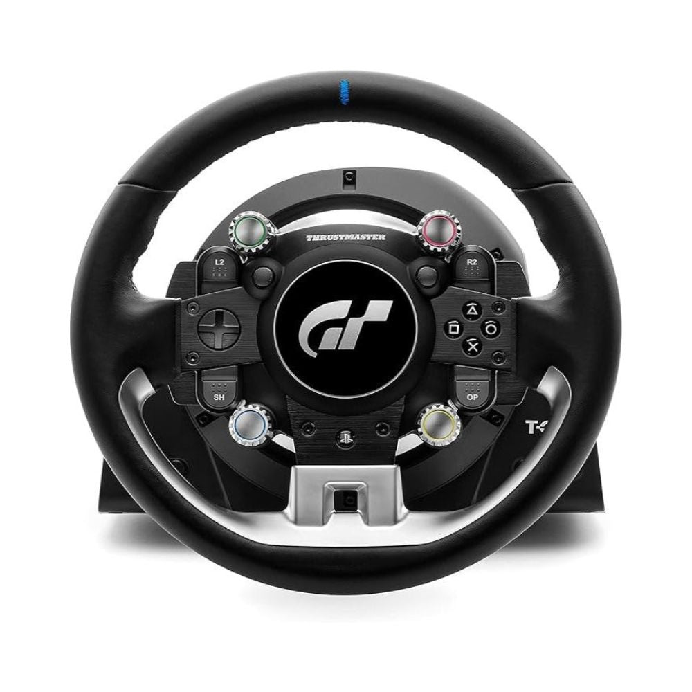 Thrustmaster T-GT II steering wheel with pedal set visible