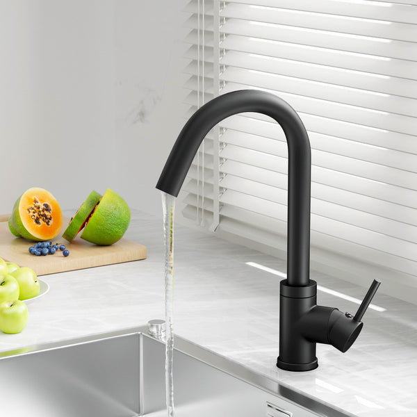 Cefito Kitchen Mixer Tap Mixer Round Sink Faucet Basin Laundry Black