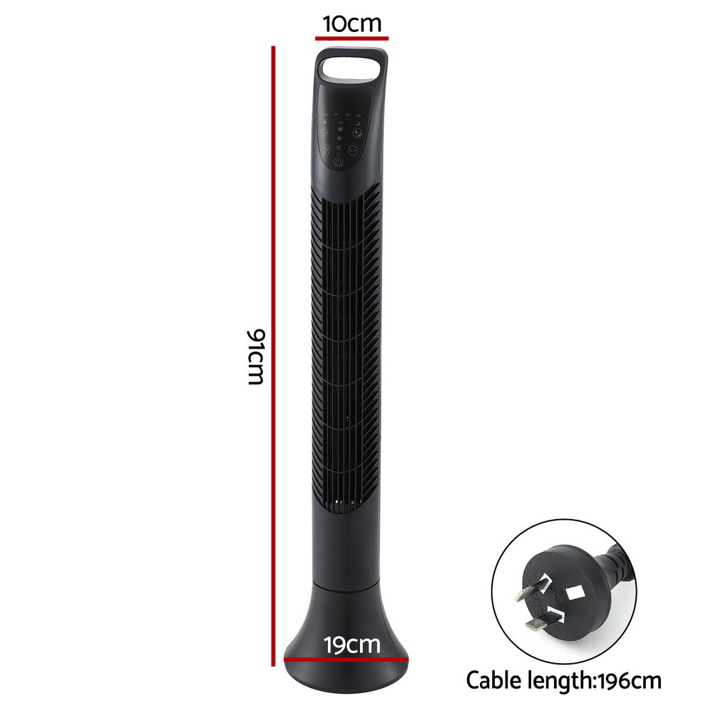 Devanti Tower Fan Oscillating 3 Speeds with Remote 91cm Tristar Online