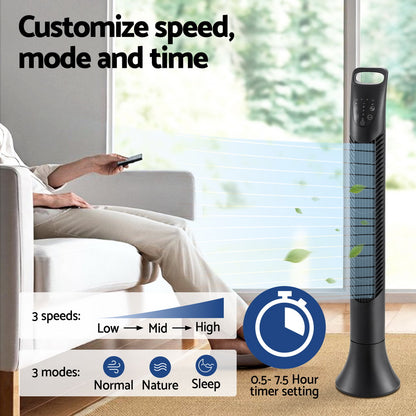 Devanti Tower Fan Oscillating 3 Speeds with Remote 91cm Tristar Online