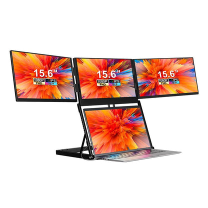 Trion Quad Monitor 15.6" Portable T Shape Laptop Screen Extender, Triple Full HD IPS 1920x1080, USB-C and Thunderbolt Compatible, for Remote Work, Trading, and Multitasking