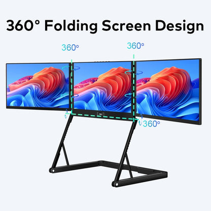 Trion Quad Monitor 15.6" Portable T Shape Laptop Screen Extender, Triple Full HD IPS 1920x1080, USB-C and Thunderbolt Compatible, for Remote Work, Trading, and Multitasking