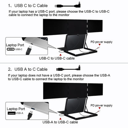 Trion Quad Monitor 15.6" Portable T Shape Laptop Screen Extender, Triple Full HD IPS 1920x1080, USB-C and Thunderbolt Compatible, for Remote Work, Trading, and Multitasking