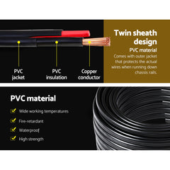 Giantz 3MM 100M Twin Core Wire Electrical Cable Extension Car 450V 2 Sheath