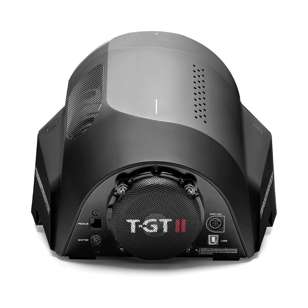 Close-up of T-GT II wheel and controls in black finish