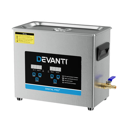 Devanti 6.5L Ultrasonic Cleaner Heater Cleaning Machine Timer Industrial 180W Tristar Online