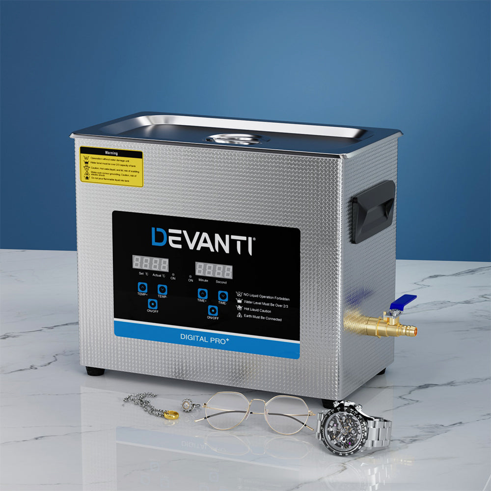 Devanti 6.5L Ultrasonic Cleaner Heater Cleaning Machine Timer Industrial 180W Tristar Online