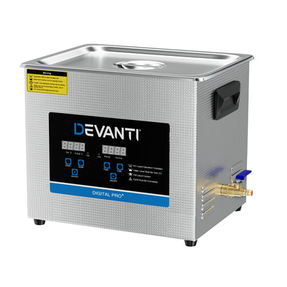 Devanti 10L Ultrasonic Cleaner Heater Cleaning Machine Timer Industrial 240W Tristar Online