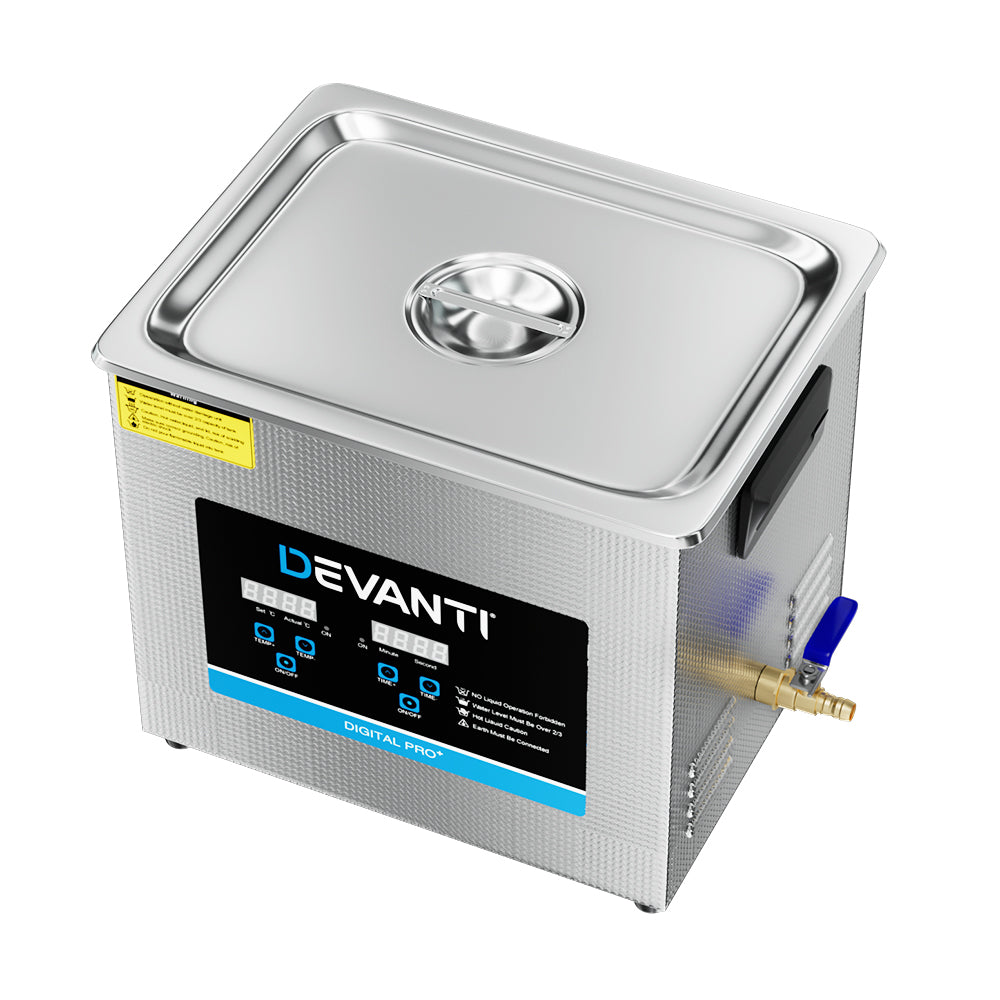 Devanti 10L Ultrasonic Cleaner Heater Cleaning Machine Timer Industrial 240W Tristar Online