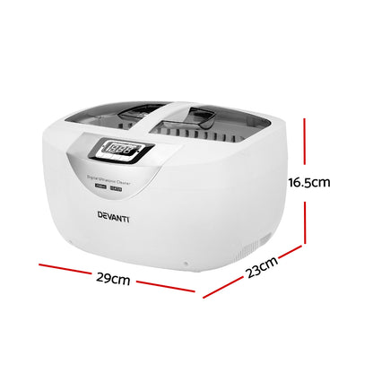 Devanti 2500ml Ultrasonic Cleaner Heater Jewellery Glasses Cleaning Machine 70W Tristar Online