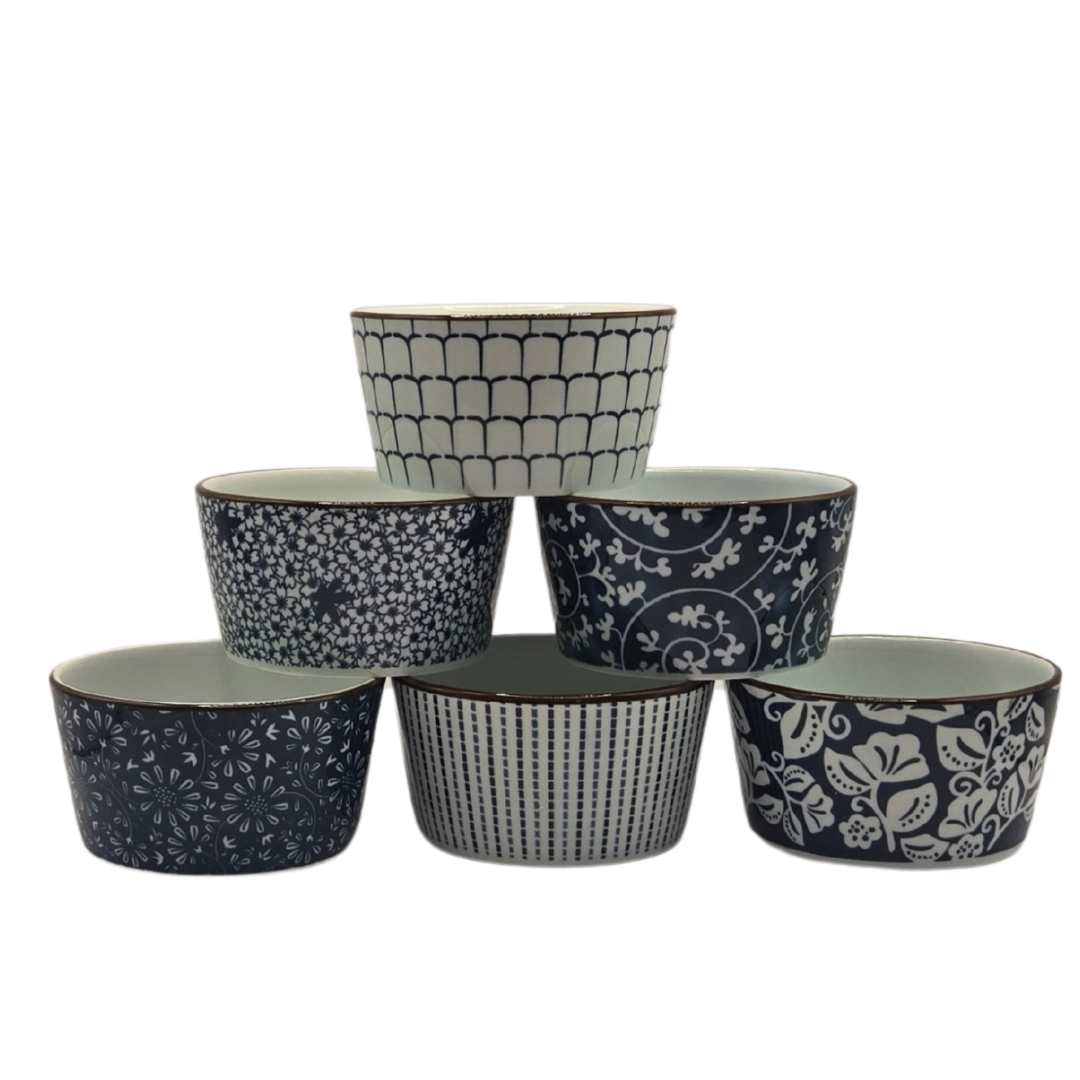 Ceramic Bakeware Set Blue Patterned Ramekins Set of 6 Tristar Online