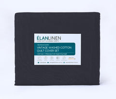 Elan Linen 100% Egyptian Cotton Vintage Washed 500TC Charcoal King Single Bed Sheets Set