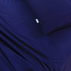 Elan Linen 100% Egyptian Cotton Vintage Washed 500TC Navy Blue 50 cm Deep Mega Queen Bed Sheets Set