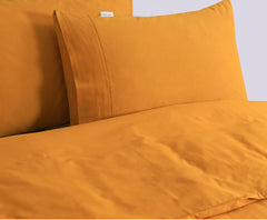 Elan Linen 100% Egyptian Cotton Vintage Washed 500TC Mustard Super King Quilt Cover Set