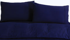 Elan Linen 100% Egyptian Cotton Vintage Washed 500TC Navy Blue Super King Quilt Cover Set