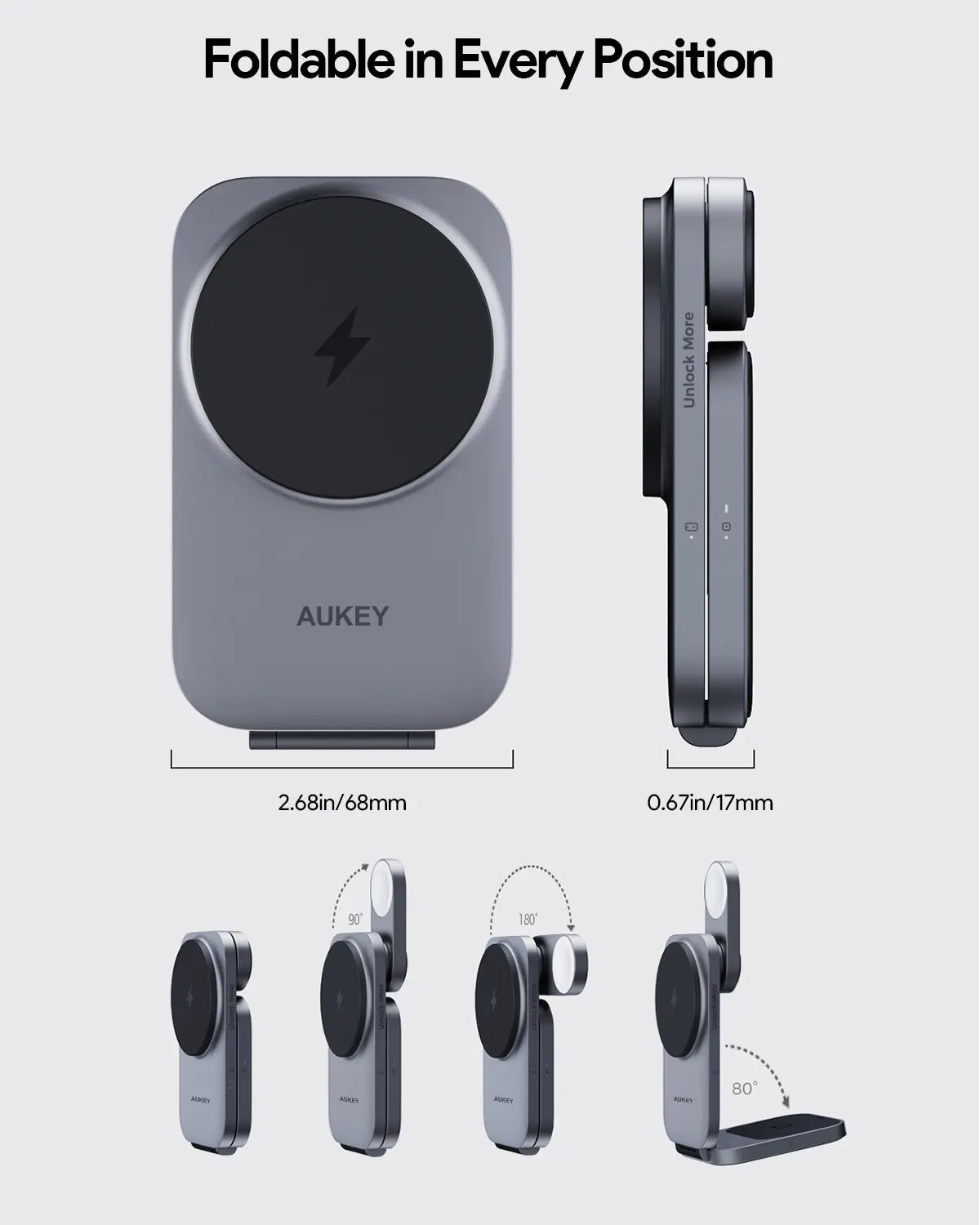 Aukey MagFusion Z Qi2 3-in-1 Foldable Magnetic Fast Wireless Charging Station (LC-MC312) Tristar Online