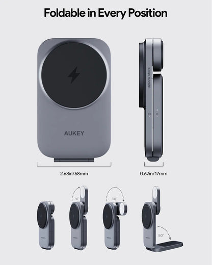 Aukey MagFusion Z Qi2 3-in-1 Foldable Magnetic Fast Wireless Charging Station (LC-MC312) Tristar Online
